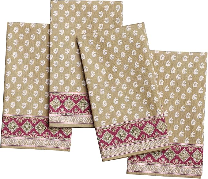 Maison d' Hermine 100% Cotton Cloth Napkins Set of 4 Everyday Reusable Square Napkins Cloth Washable Dinner Party Wedding Restaurant Hotel Kitchen Spring Summer (Manosque, 18" x 18")