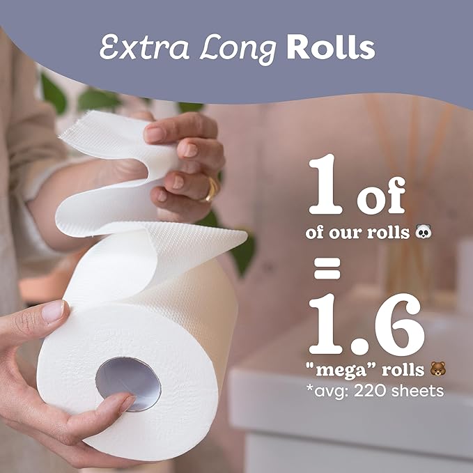 Betterway Bamboo Toilet Paper 3 Ply - Sustainable Toilet Tissue - 36 Long-Lasting Organic Rolls & 360 Sheets Per Roll - Septic Safe - Plastic & PFAS Free - FSC Certified