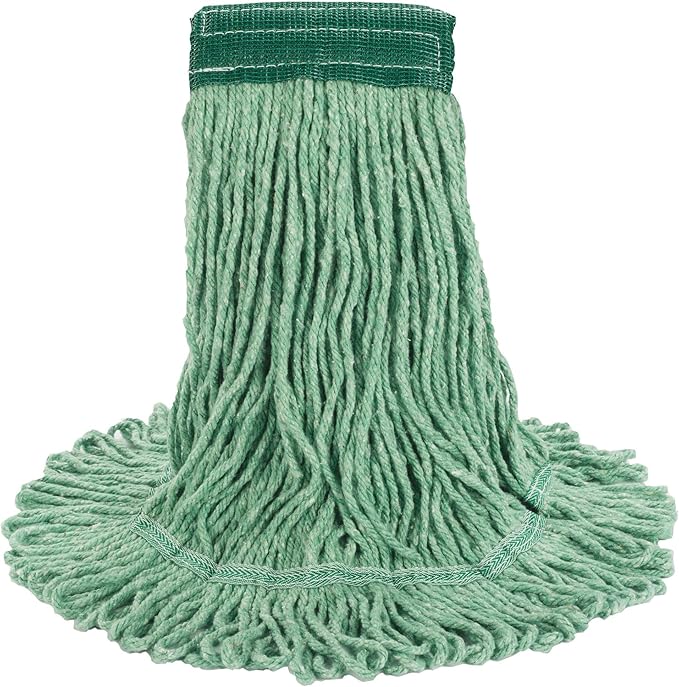 Boardwalk Super Loop Wet Mop Head, Cotton/Synthetic Fiber, 5" Headband, Medium Size, Green, 12/Carton