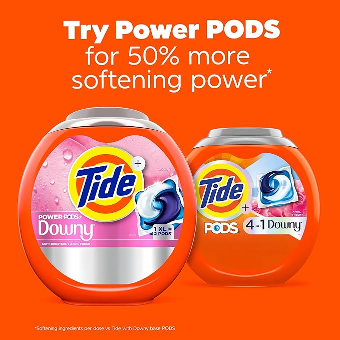Tide PODS Laundry Detergent soap with a touch of Downy 4-in-1 Detergent, 57 Count, Stain Remover, Freshness, Softness, Fabric Protecter, HE Compaible