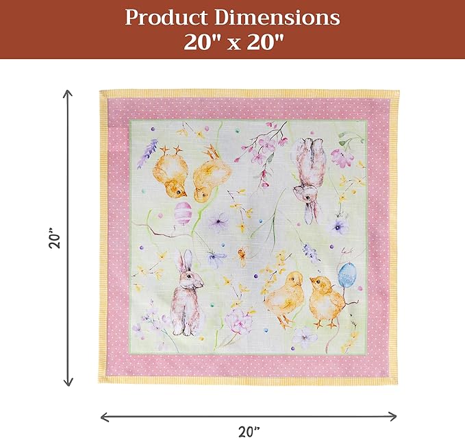Maison d' Hermine 100% Cotton Cloth Napkins Set of 4 Everyday Reusable Square Napkins Cloth Washable Dinner Party Wedding Restaurant Hotel Kitchen Spring Summer (Easter Zest, 20" x 20")