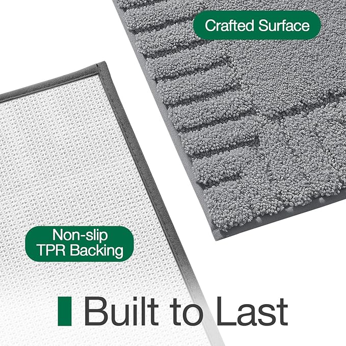 LUMI Bathroom Rugs Non Slip with Rubber Backing, Extra Soft Plush Microfiber Bath Rug Absorbent, Machine Washable Bath Mat Quick Dry for Tub, Shower, Dark Grey, 16"x24"