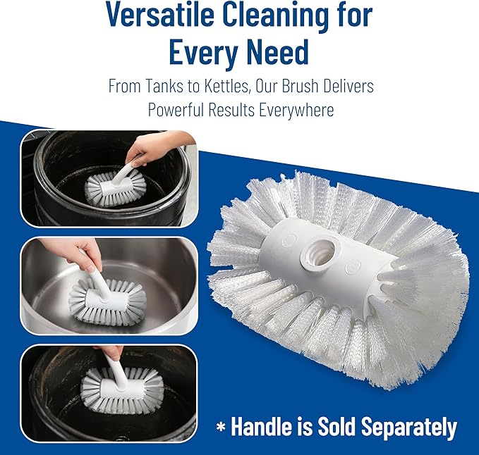 SPARTA Spectrum 7.5" Tank and Kettle Brush Head with Flared Nylon Bristles, 5.5" Diameter, 3/4-5 ACME Compatible, Commercial Cleaning Head Only, 7.5 Inches, White (Pack of 12)