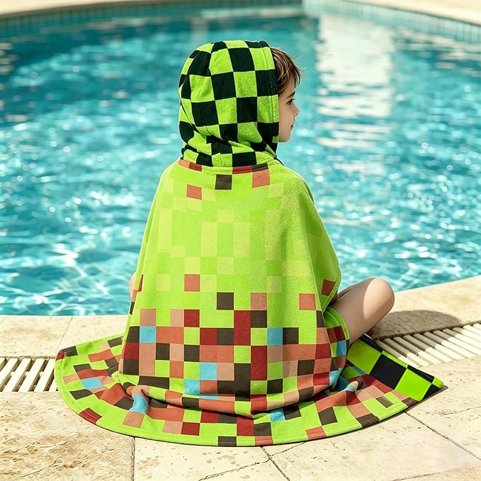 Hooded Towels for Kids - Superfine Fiber Game Theme Toddler Hood Bath Towels Beach Hooded Poncho Absorbent Pool Toddler Swim Bath Wrap for Boys & Girls 3-10 Years Beach Essentials, 50*30 inches