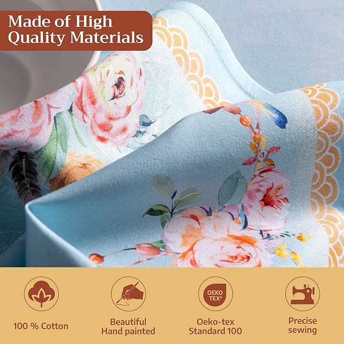Maison d' Hermine 100% Cotton Cloth Napkins Set of 4 Everyday Reusable Square Napkins Cloth Washable Dinner Party Wedding Restaurant Hotel Kitchen Spring Summer (Ibiza - Blue, 20" x 20")