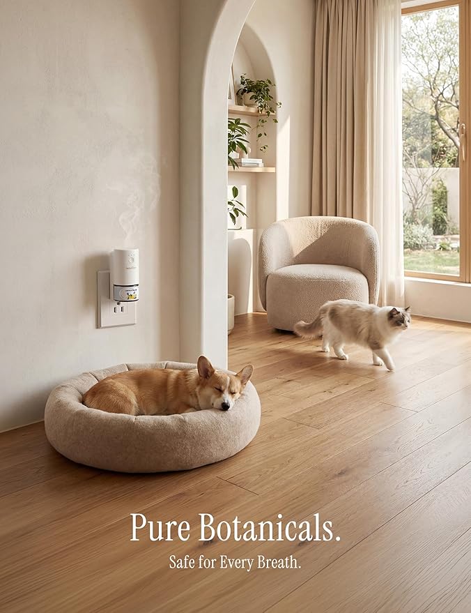 Plug-in Air Freshener for Home, Waterless Essential Oil Diffuser for Bedroom and Bathroom, Non-Toxic Formula for Pets and Nursery, 120 Days Runtime, Refillable Jasmine Berry Bloom(Rose)