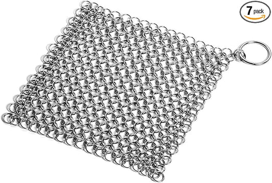 Snake Eye Cast Iron Cleaner XL 7x7 Premium Stainless Steel Chainmail Scrubber