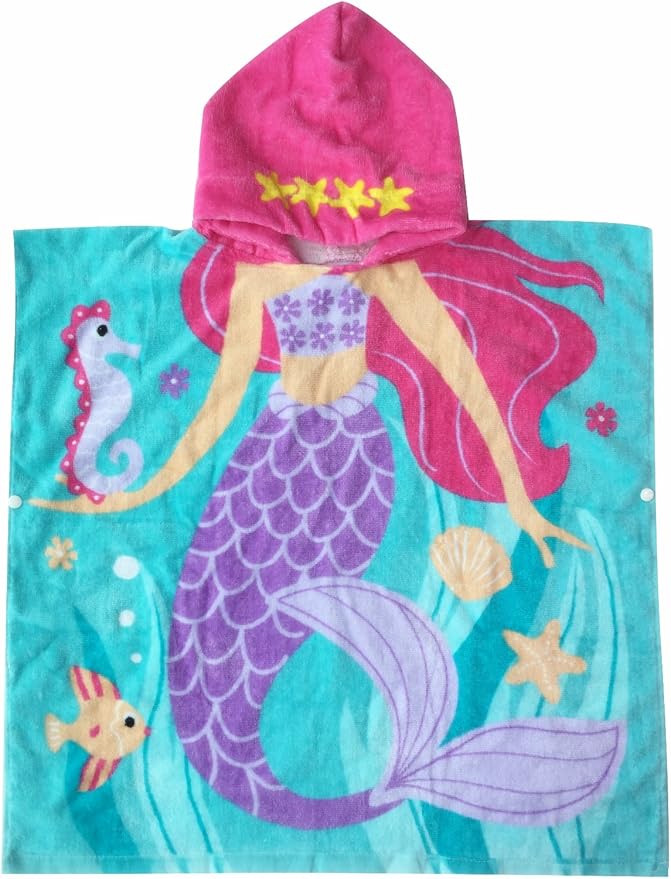 Cotton Hooded Bath Towel Poncho for Ages 1-5 Years Baby Infant Pool Cover-ups Toddlers Beach Cape