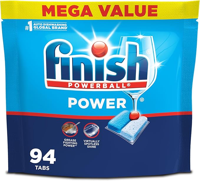Finish Power Dishwasher Pod, No Pre-Rinse Dishwasher Detergent, Dishwasher Tabs For Deep Clean & Shine with Degreasing Power, 94 Count
