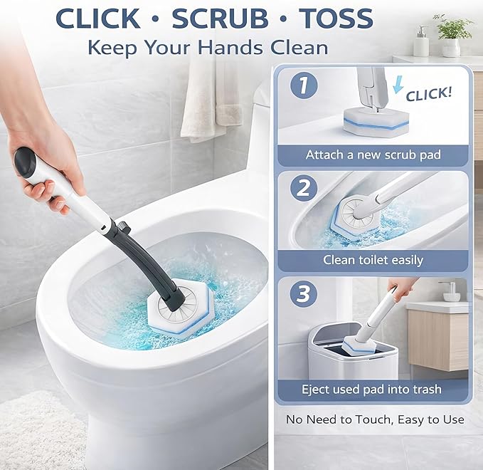 Toilet Wand Refills 10 Count, Compatible with Clorox Wand & Most Standard Wand Handles | Disposable Bowl Cleaner Refills for Toilets | Toilet Scrubber Refill Pads, No-Touch Design, Won't Fall Apart