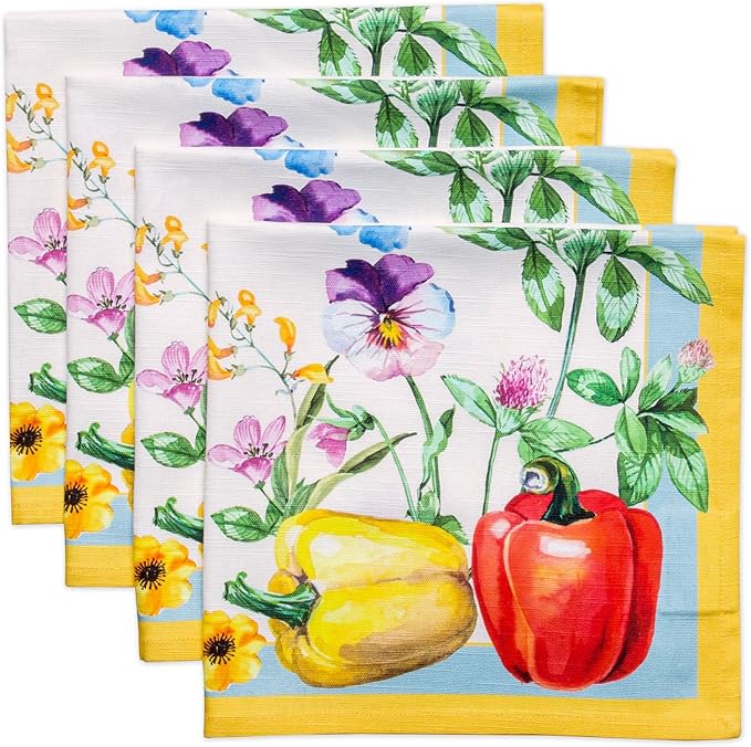 Maison d' Hermine 100% Cotton Cloth Napkins Set of 4 Everyday Reusable Square Napkins Cloth Washable Dinner Party Wedding Restaurant Hotel Kitchen Spring Summer (Giverny, 20" x 20")