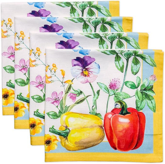 Maison d' Hermine 100% Cotton Cloth Napkins Set of 4 Everyday Reusable Square Napkins Cloth Washable Dinner Party Wedding Restaurant Hotel Kitchen Spring Summer (Giverny, 20" x 20")