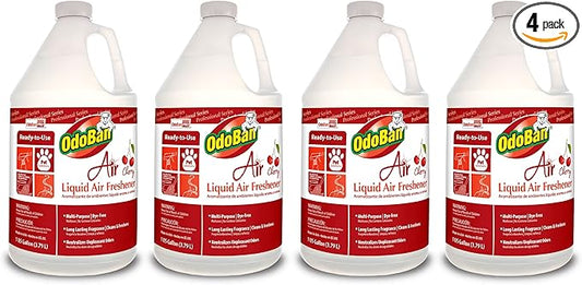 OdoBan Professional Series Ready-to-Use Air Cherry Liquid Air Freshener, Made in the USA, Cherry Scent, 4-Pack, 1 Gallon Each