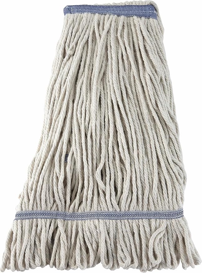 Winco Poly-Cotton Blend Commercial Mop Head, Looped End, 24 Ounce, White