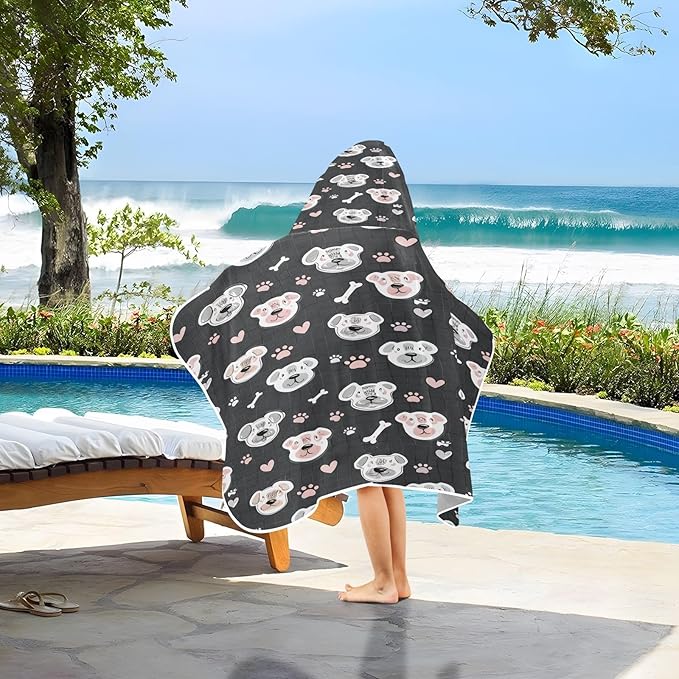 CEBUGI Cute Dog Hooded Bath Towel for Kids Absorbent Soft Bath Towel Wrap with Hood 50x23.5in Pool Beach Shower Towel for Boys Girls