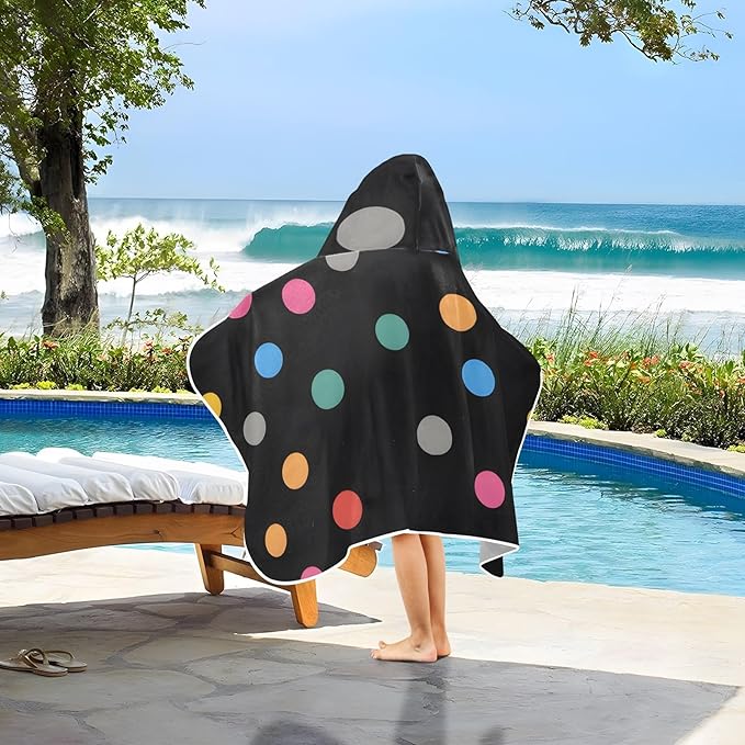 SUABO Kids' Bath Towels Colorful Dots Hooded Towels for Boys Girls,Toddler Towels Multi-Purpose for Beach,Pool and Bathroom,23.5" x 50", Soft and Highly Absorbent