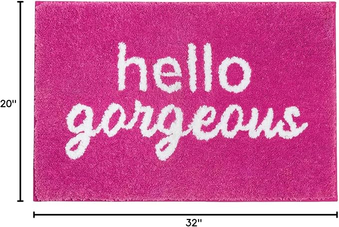 Nymphia Pink Bathroom Rugs Hello Gorgeous Bath Mat for Non Slip Soft Cute Bath Rug Preppy Bathroom Decor, 20x32 Inch, Hot Pink