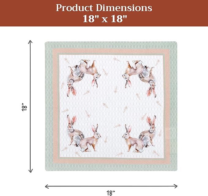 Maison d' Hermine 100% Cotton Cloth Napkins Set of 4 Everyday Reusable Square Napkins Cloth Washable Dinner Party Wedding Restaurant Hotel Kitchen Spring Summer (Rabbits At Dawn, 18" x 18")