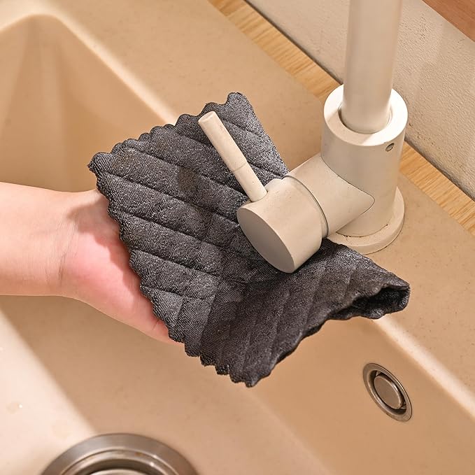 Fox Run Gray Quilted Microfiber Dish Cloths, Set of 3 Reusable Kitchen Washcloths