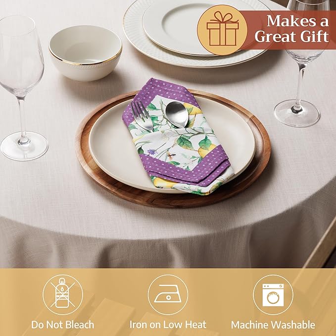Maison d' Hermine 100% Cotton Cloth Napkins Set of 4 Everyday Reusable Square Napkins Cloth Washable Dinner Party Wedding Restaurant Hotel Kitchen Spring Summer (Sivergue, 18" x 18")