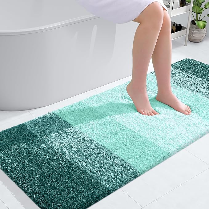 OLANLY Large Bathroom Rugs Mat 40x24, Extra Soft Absorbent Microfiber Bath Rugs, Rubber Backing, Quick Dry, Washable Bath Mat for Bathroom Floor, Tub and Shower, Home Decor Accessories, Blackish Green