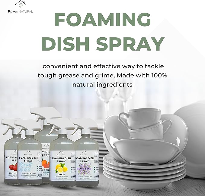 Natural Lemon Foaming Dish Spray, Powerful Foaming Action, 16 fl oz, 5 Scent (Lemon)