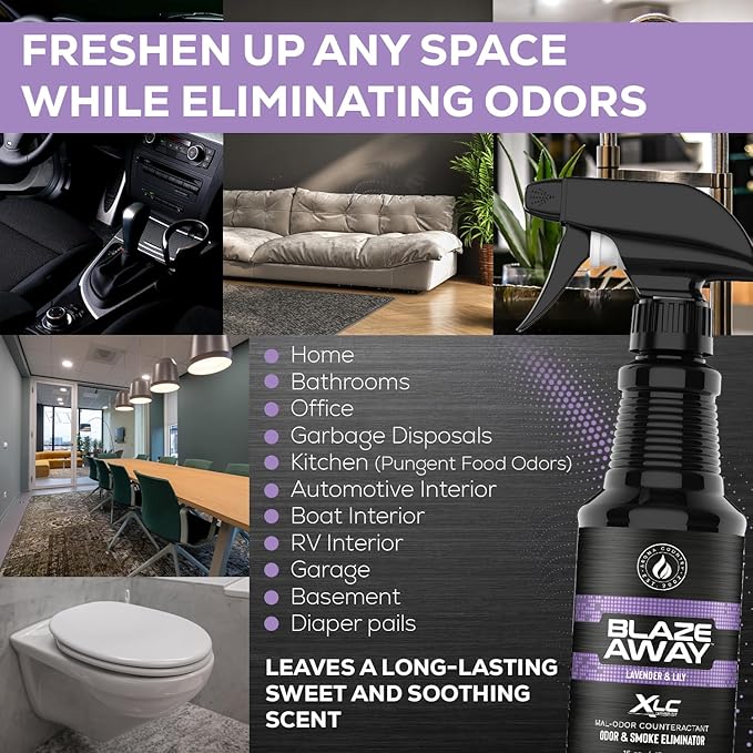 Blaze Away Commercial Air Freshener & Odor Eliminator for Strong Odor - Industrial-Grade Room Spray & Room Deodorizer for Home, Car, Smoke & Pet Odors - Long-Lasting Odor Absorber, Room Fresheners