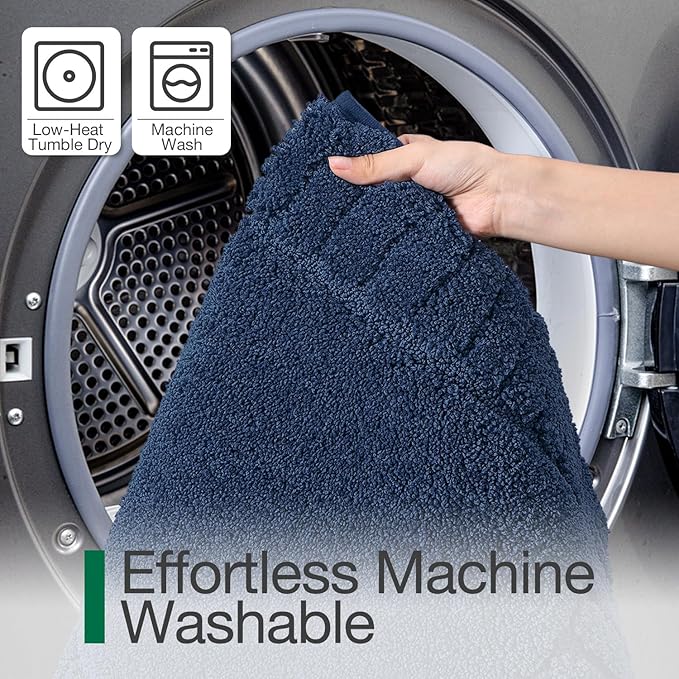 LUMI Bathroom Rugs Non Slip with Rubber Backing, Extra Soft Plush Microfiber Bath Rug Absorbent, Machine Washable Bath Mat Quick Dry for Tub, Shower, Hotel, Blue, 16" x 24"