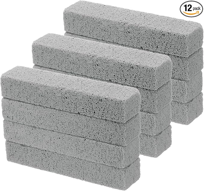 HARFINGTON 12pcs Natural Pumice Stone, Toilet Bowl Cleaner Pumice Stone for Hard Water Marks Cleaning on Toilets, Grills, Tiles, Grout, Sinks, Bathtubs, Pools, Gray