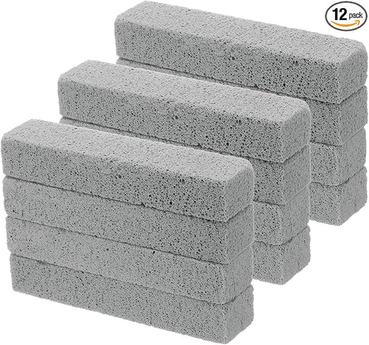 HARFINGTON 12pcs Natural Pumice Stone, Toilet Bowl Cleaner Pumice Stone for Hard Water Marks Cleaning on Toilets, Grills, Tiles, Grout, Sinks, Bathtubs, Pools, Gray