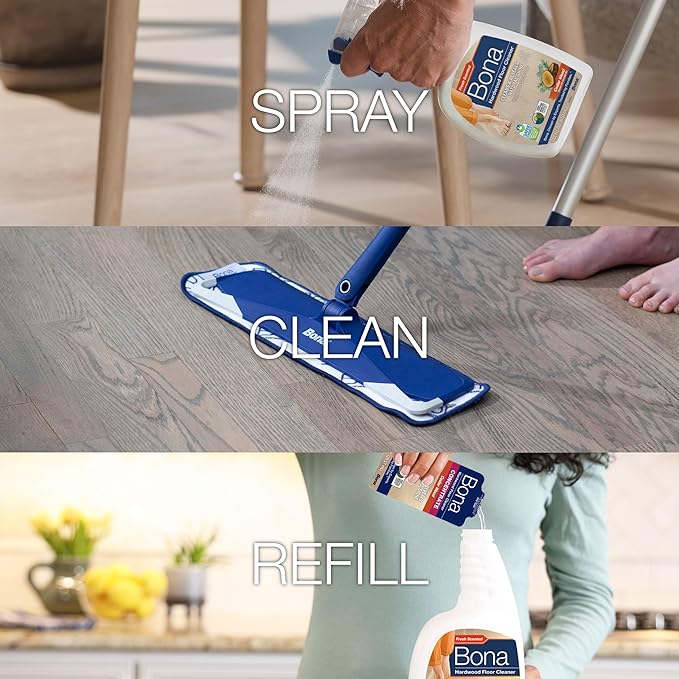Bona® Hardwood Floor Cleaner Spray - 32 fl oz - Cedar Wood - Includes Filled Bottle + Concentrate Refill for Hardwood Floor Cleaning