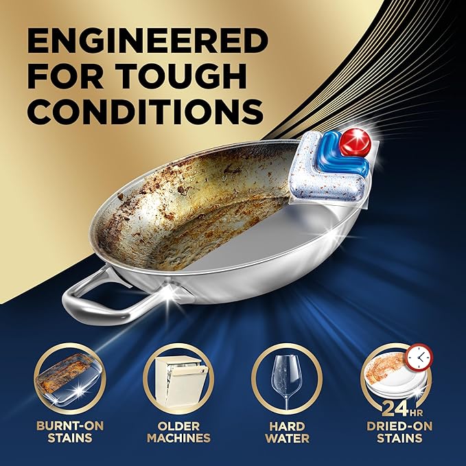 Finish Ultimate Dishwasher Pods, No Pre-Rinse Dishwasher Detergent Soap Removes Burnt-On Stain, with CycleSync Technology, Degreasing & Scrubbing Power, 17 Count
