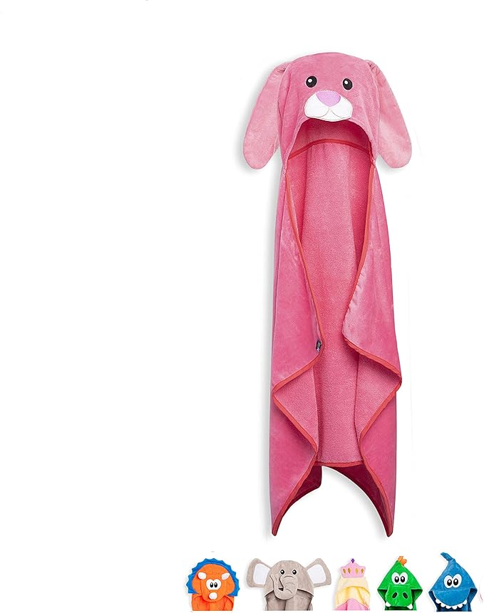 Premium Hooded Towels for Kids | Ultra Soft and Extra Large (28 x 49 inches) | 100% Cotton Kids Bath Towel with Hood | Beach Pool Towels for Ages 1-8 Boys & Girls (Pink)