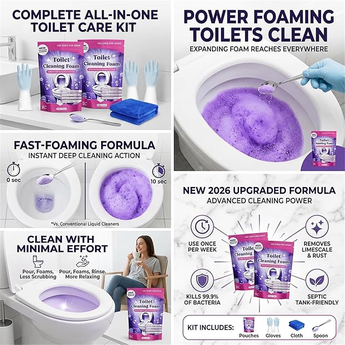 Fizz Clean Toilet Bowl Cleaner, 2026 Upgrade Toilet Bowl Cleaner, Power Foaming Toilets Clean, Fast-Foaming Formula for a Fresh, With Minimal Effort