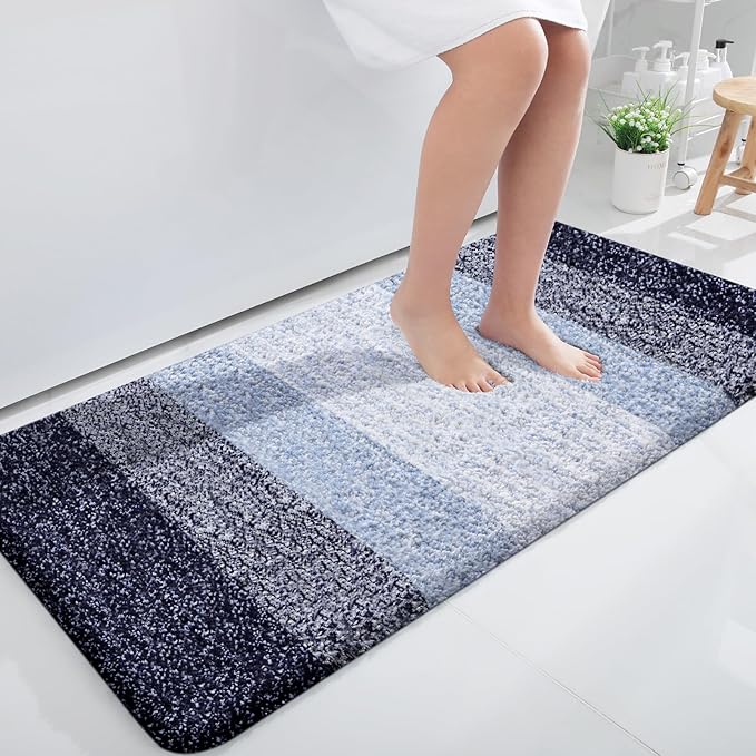 OLANLY Large Bathroom Rugs Mat 44x32, Extra Soft Absorbent Microfiber Bath Rugs, Rubber Backing, Quick Dry, Washable Bath Mats for Bathroom Floor, Tub and Shower, Home Decor Accessories, Navy Blue