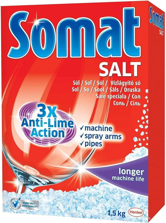 Somat Anti-Lime Action Dishwasher Salt 3.3 Pounds (Pack of 4)
