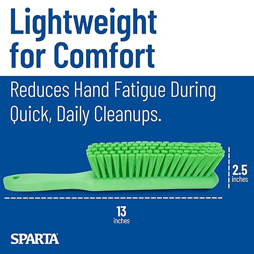 SPARTA 8 Inch Soft Counter Brush with Polyester Bristles and 5 Inch Handle, Color Coded Handheld Broom for Tables Countertops and Foodservice Surfaces, 13 Inch Overall Length, Lime