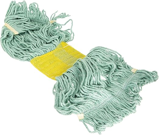 SPARTA Flo-Pac Cotton Mop Head, Loop-Ended, Wide Band with Yellow Band for Organized Cleaning, Small, Green
