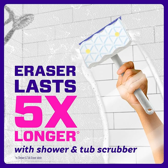 Mr. Clean Magic Eraser Sponge, Bathroom, Shower, Tub Cleaner, Soap Scum Remover, Bathroom Cleaning Supplies, Dawn Cleaning Power with Lemon Scent, Shower & Tub, 6ct (Pack of 4)