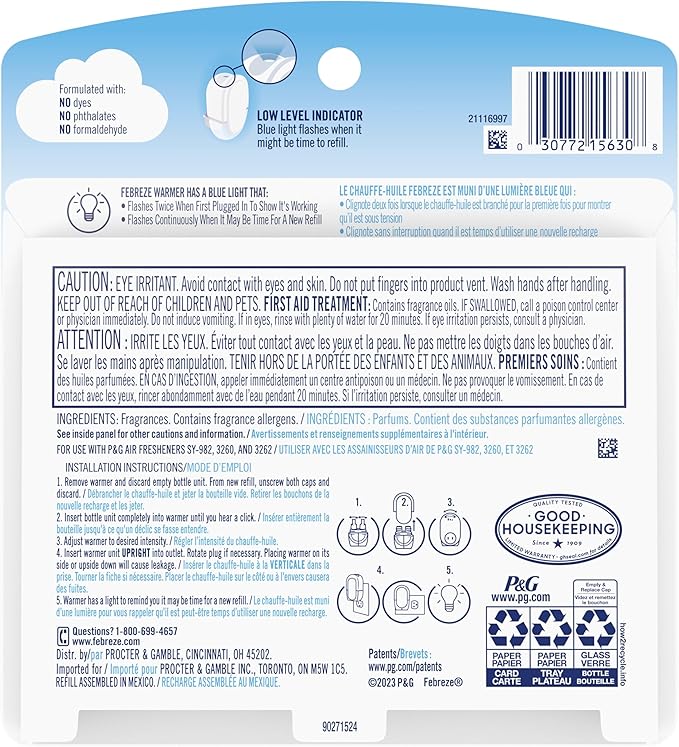 Febreze Plug In Air Freshener, Odor-Fighting Scented Oil Refill, Tropical Blend Scent, 2 Refill