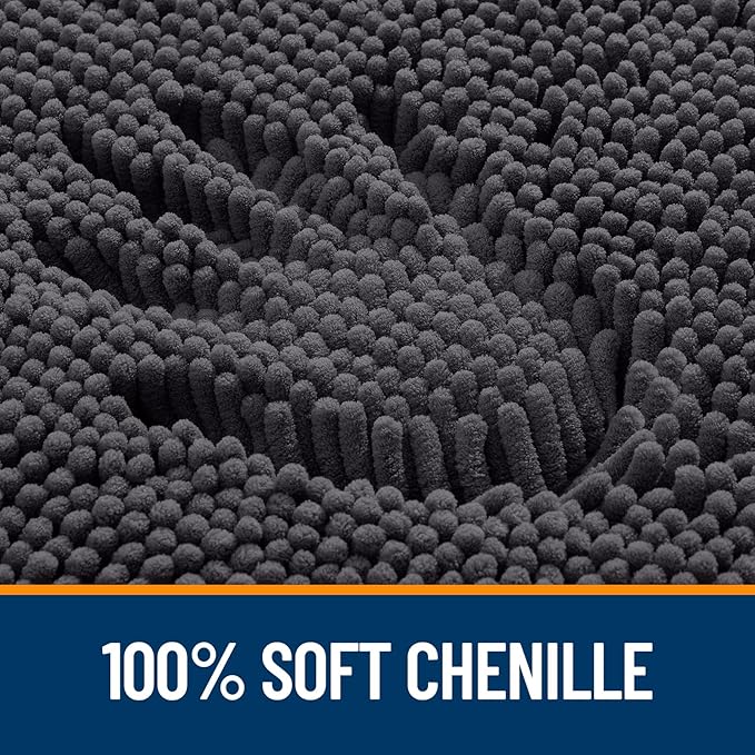 OLANLY Large Bathroom Rugs 70x46, Extra Soft Absorbent Chenille Bath Rugs, Rubber Backing Quick Dry, Machine Washable Bath Mats for Bathroom Floor, Tub and Shower, Home Decor Accessories, Dark Grey