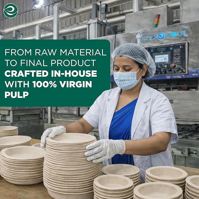 ECO SOUL Compostable Paper Plates 6 Inch, 1000 Pack – Small Disposable Dessert Plates, Heavy Duty, Natural Bagasse, Leak Resistant, Microwave Safe, Eco-Friendly Round Appetizer Plates for Party & BBQ
