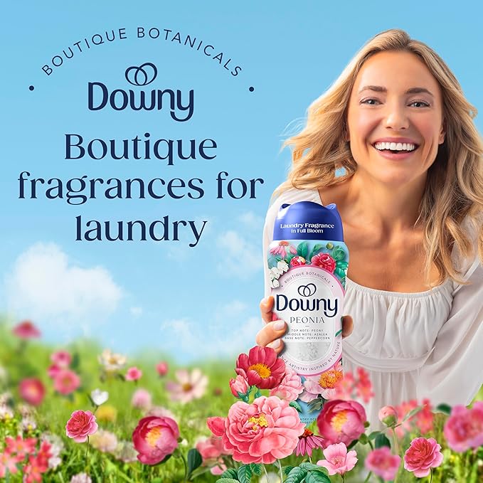 Downy Boutique Botanicals In Wash Laundry Scent Booster Beads, PEONIA Scent, 21.1 oz, Boutique Fragrances inspired by the Artistry of Nature