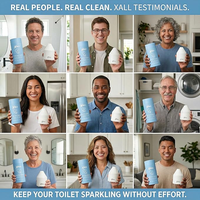 X-ALL White Toilet Tank Cleaner System – Continuous Cleaning Toilet Tank Device with Long-Lasting Mineral Core Technology, Helps Reduce Stains & Buildup, Septic Safe, 250g