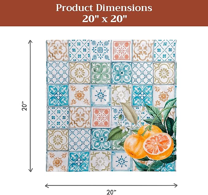 Maison d' Hermine 100% Cotton Cloth Napkins Set of 4 Everyday Reusable Square Napkins Cloth Washable Dinner Party Wedding Restaurant Hotel Kitchen Spring Summer (Agrume, 20" x 20")