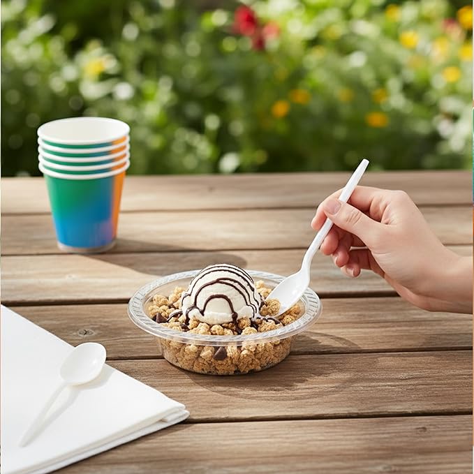 R-kay Clear Small Plastic Bowls - 5 OZ, 100 Count Microwavable Clear Disposable Bowls - Strong Heavy Duty And Sturdy Clear Plastic Bowls Disposable
