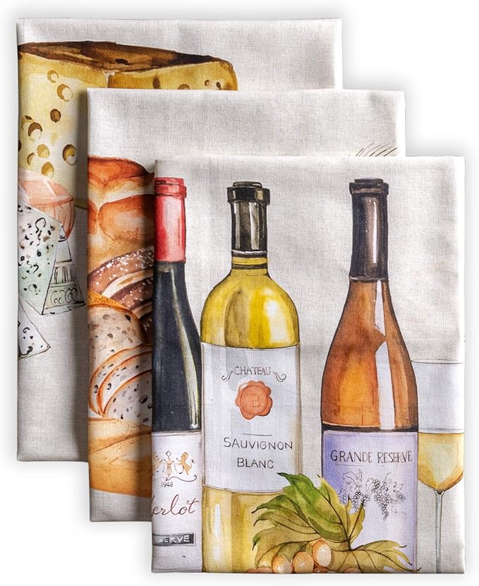 Maison d' Hermine Kitchen Towels Set of 3 100% Cotton 27.50" x 20" Reusable Cloth Tea Dish Towels Absorbent with Hanging Loop for Kitchen Farmhouse Hotel Spring Summer - Terroir