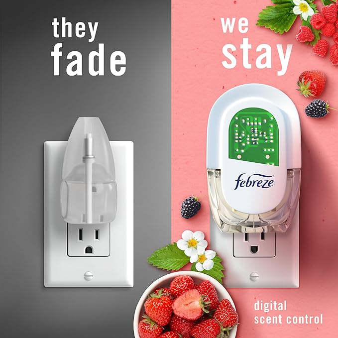 Febreze Odor-Fighting Fade Defy PLUG Air Freshener Berry & Bramble, .87 fl. oz. Oil Refill, 3 Count