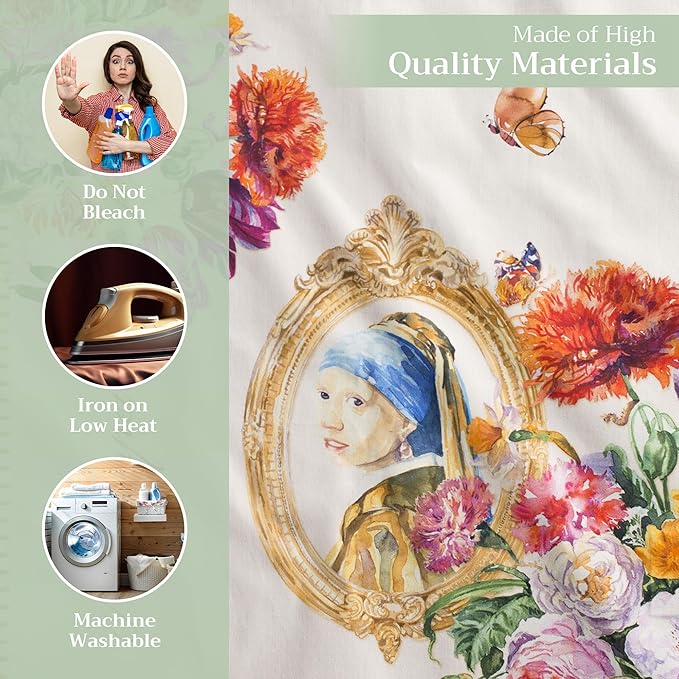 Maison d' Hermine 100% Cotton Cloth Napkins Set of 4 Everyday Reusable Square Napkins Cloth Washable Dinner Party Wedding Restaurant Hotel Kitchen Spring Summer (Masterpiece, 20" x 20")