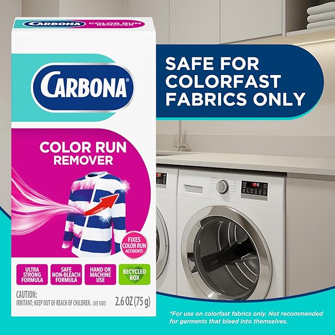 Carbona Color Run Remover (2.6 Oz), Ultra Strong Laundry Dye Transfer Remover, Helps Fix Color Run Accidents, Brightens Whites, Hand or Machine Use